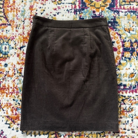Anthropologie Maeve Brown Corduroy Green Plaid Wool Academia Skirt 2 - Picture 7 of 8